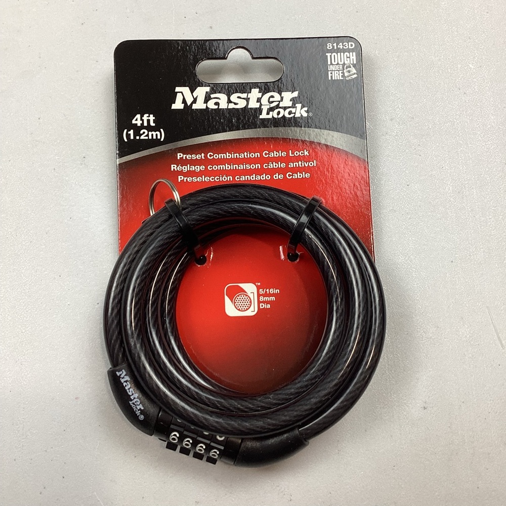 Master Lock Combination 4 Foot Cable Bike Bicycle Lock - Black